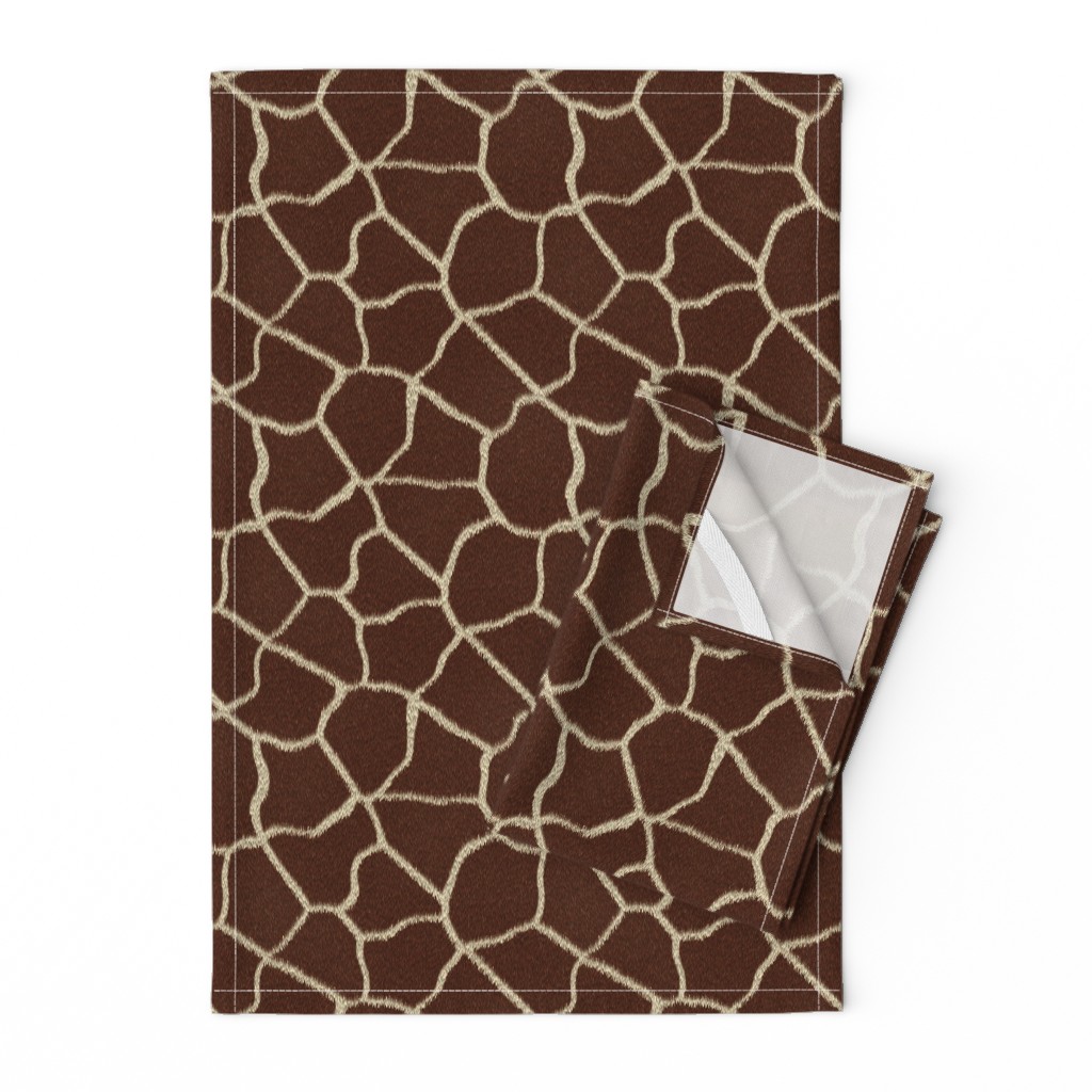 Printed Tea Towel Linen Cotton Canvas - Giraffe Spot Animal Print Hide African Wildlife Spots Africa Print Decorative Kitchen Towel by Spoonflower